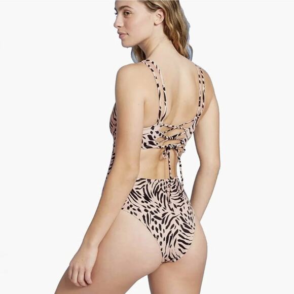 Shade & Shore Women's Double Strap Tie Back Monokini One Piece Swimsuit XL - Picture 2 of 7